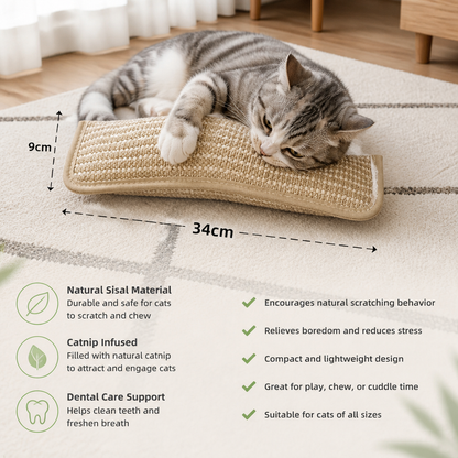 Natural Sisal Cat Kicker & Scratcher with Catnip – Dental Chew Toy