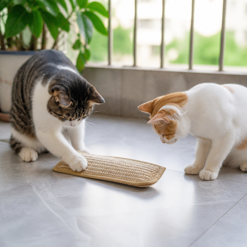 Natural Sisal Cat Kicker & Scratcher with Catnip – Dental Chew Toy
