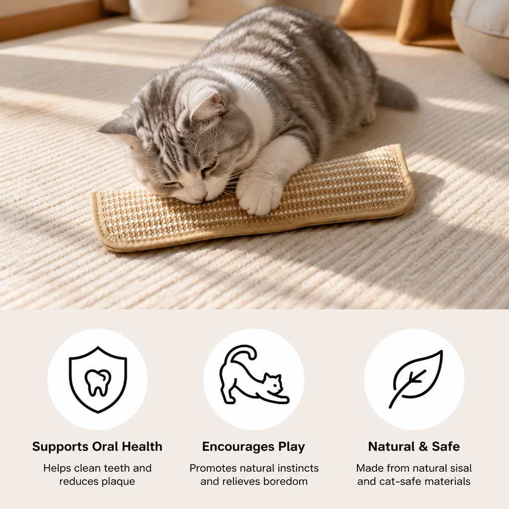 Natural Sisal Cat Kicker & Scratcher with Catnip – Dental Chew Toy