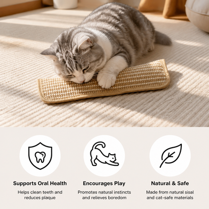 Natural Sisal Cat Kicker & Scratcher with Catnip – Dental Chew Toy