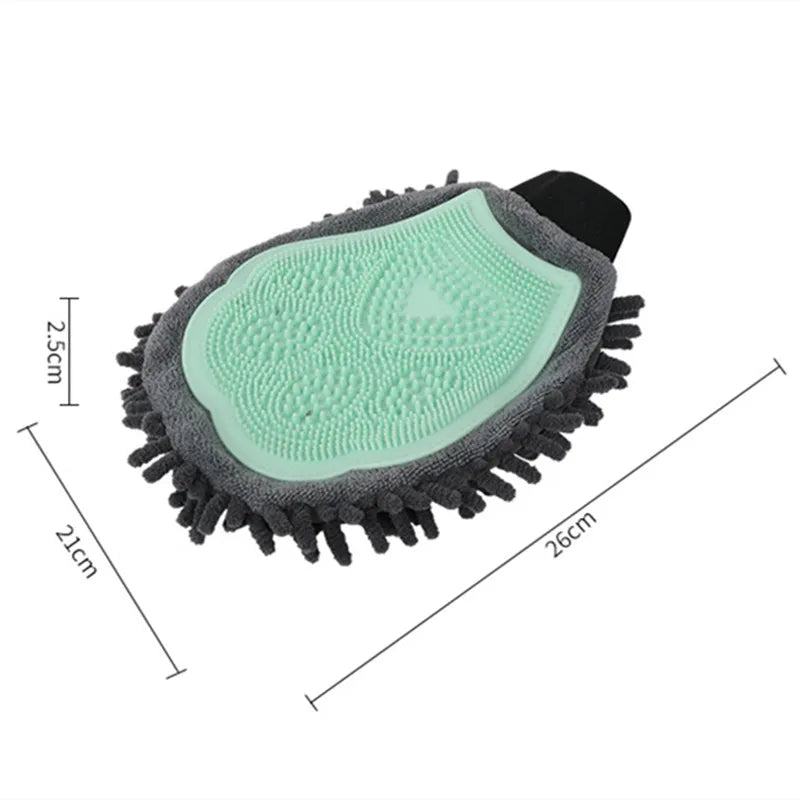 2 - In-1 Grooming Glove With Microfibre And Silicone - Gentle Massage And Efficient Hair Removal For Dogs And Cats