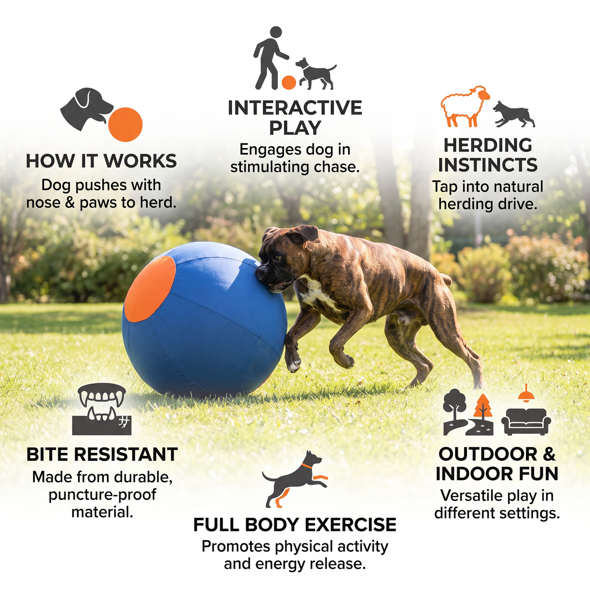 Inflatable Bite Resistant Herding Ball for Dogs – Durable Interactive Push & Chase Toy