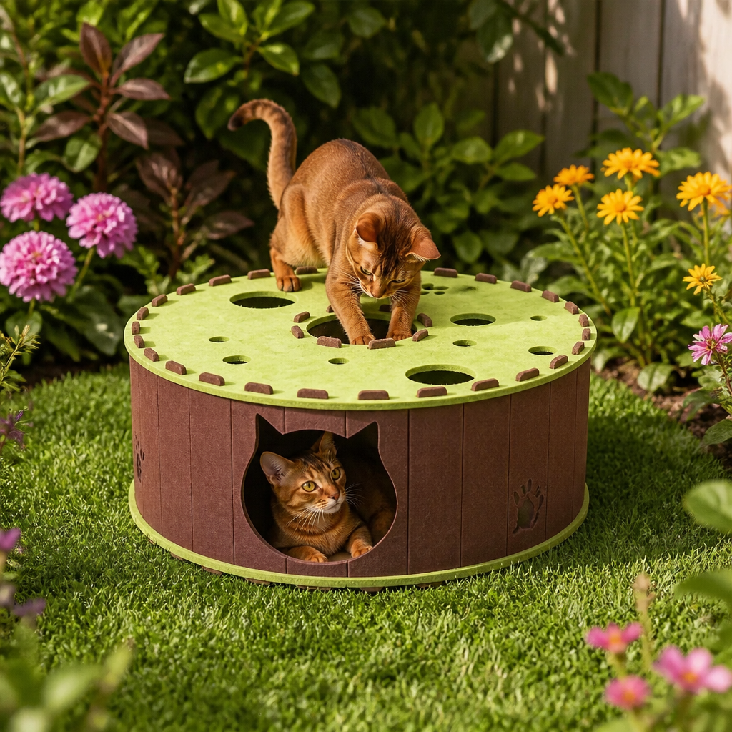 4-in-1 Foldable Cat Tunnel House – Interactive Hideaway, Scratcher & Play Bed