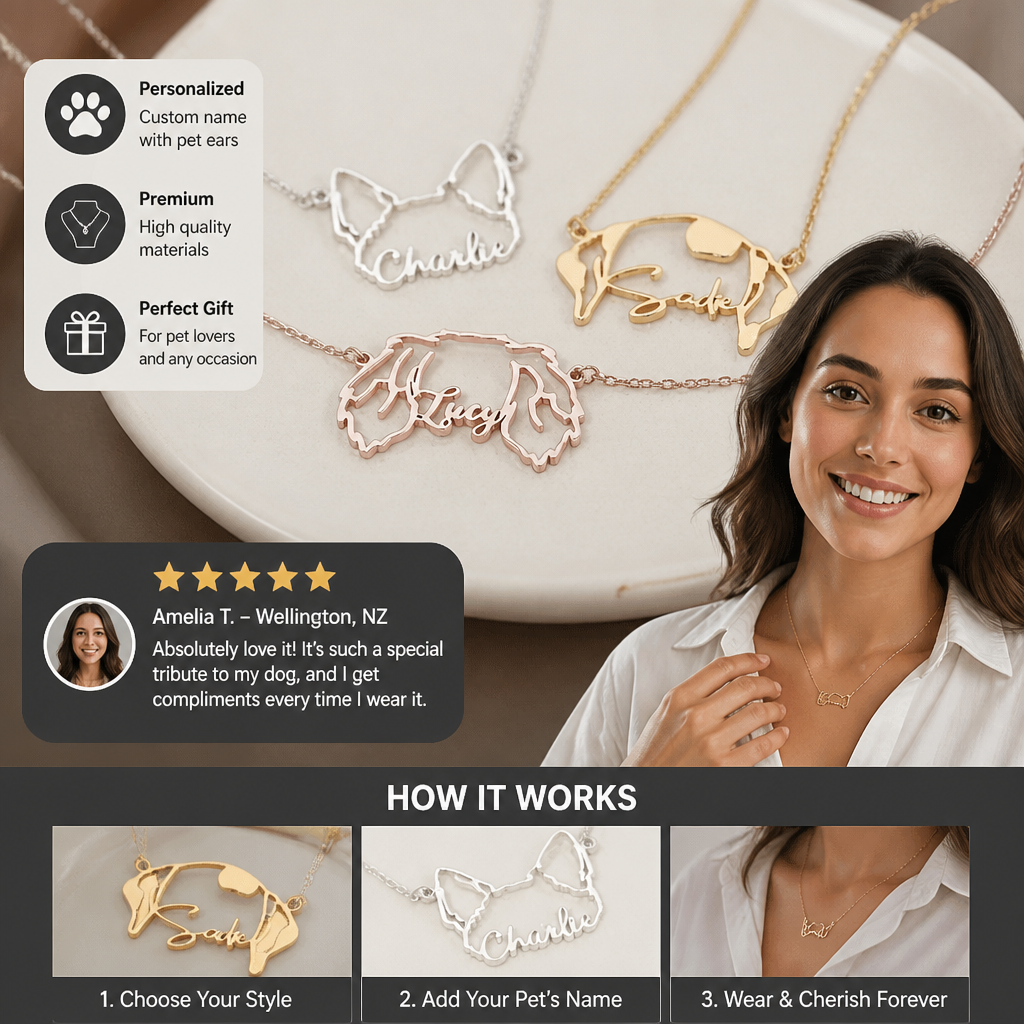 Personalized Animal Ear Name Necklace