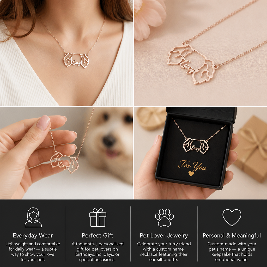 Personalized Animal Ear Name Necklace