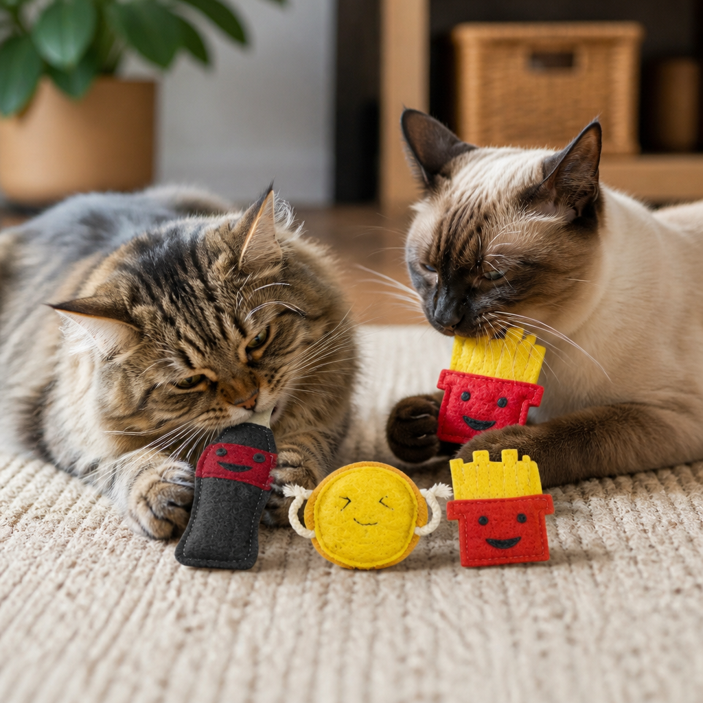 Teeth-Cleaning Catnip Chew Toys – Natural Loofah Dental Care & Play Set