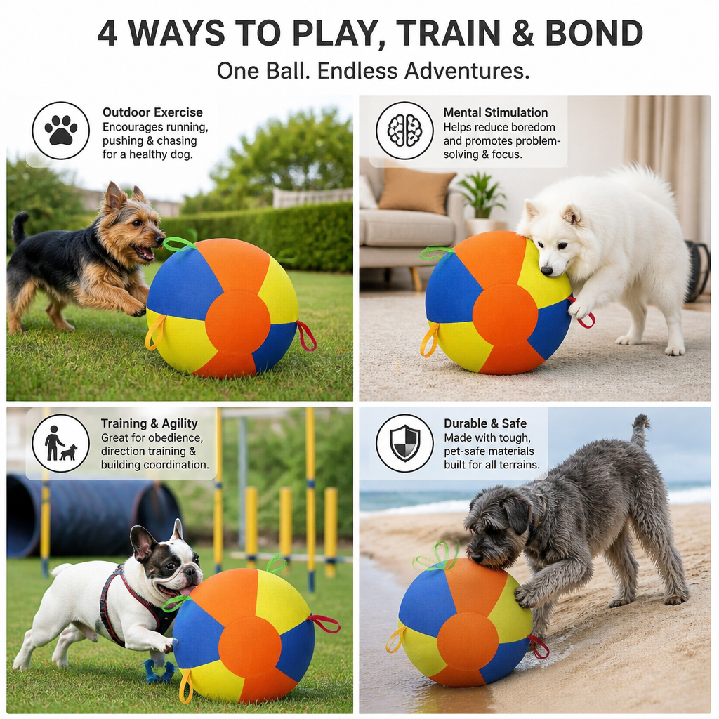 Interactive Colorful Herding Ball with Handles for Dogs – Durable Outdoor Training Toy