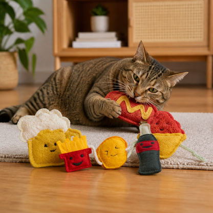 Teeth-Cleaning Catnip Chew Toys – Natural Loofah Dental Care & Play Set