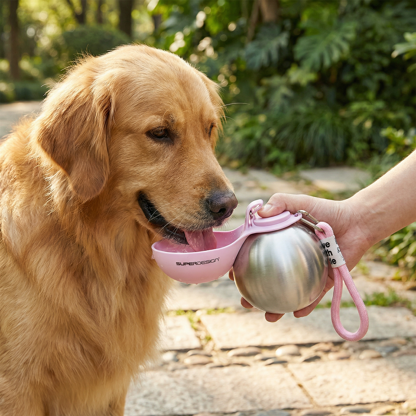 2-in-1 Dog Travel Water Bottle – Leakproof Stainless Steel Bottle with Silicone Bowl
