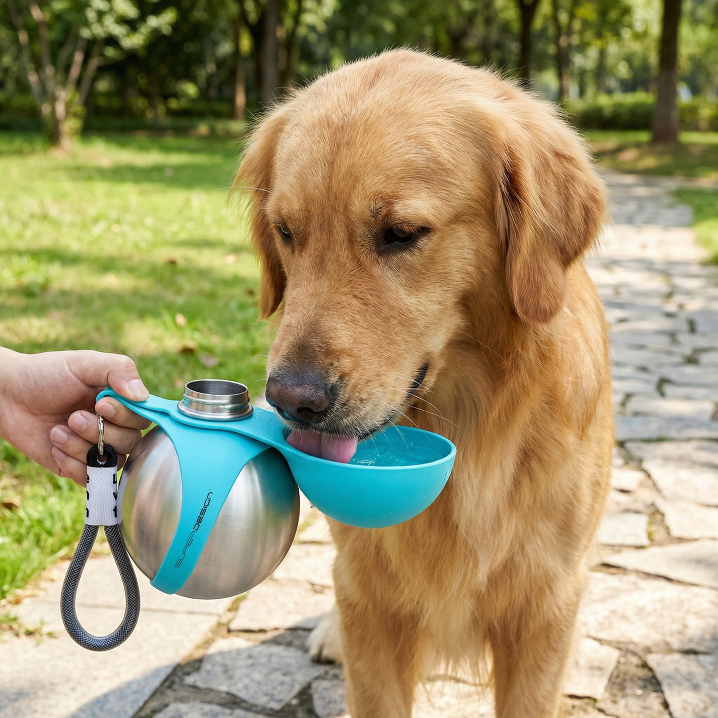2-in-1 Dog Travel Water Bottle – Leakproof Stainless Steel Bottle with Silicone Bowl