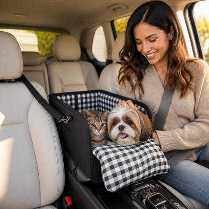Safe Small Dog & Cat Car Travel Carrier with Safety Leash & Non-Slip Base