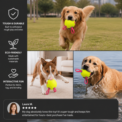 Eco-Friendly Indestructible Dog Ball – Bite Resistant Interactive Tug & Fetch Toy