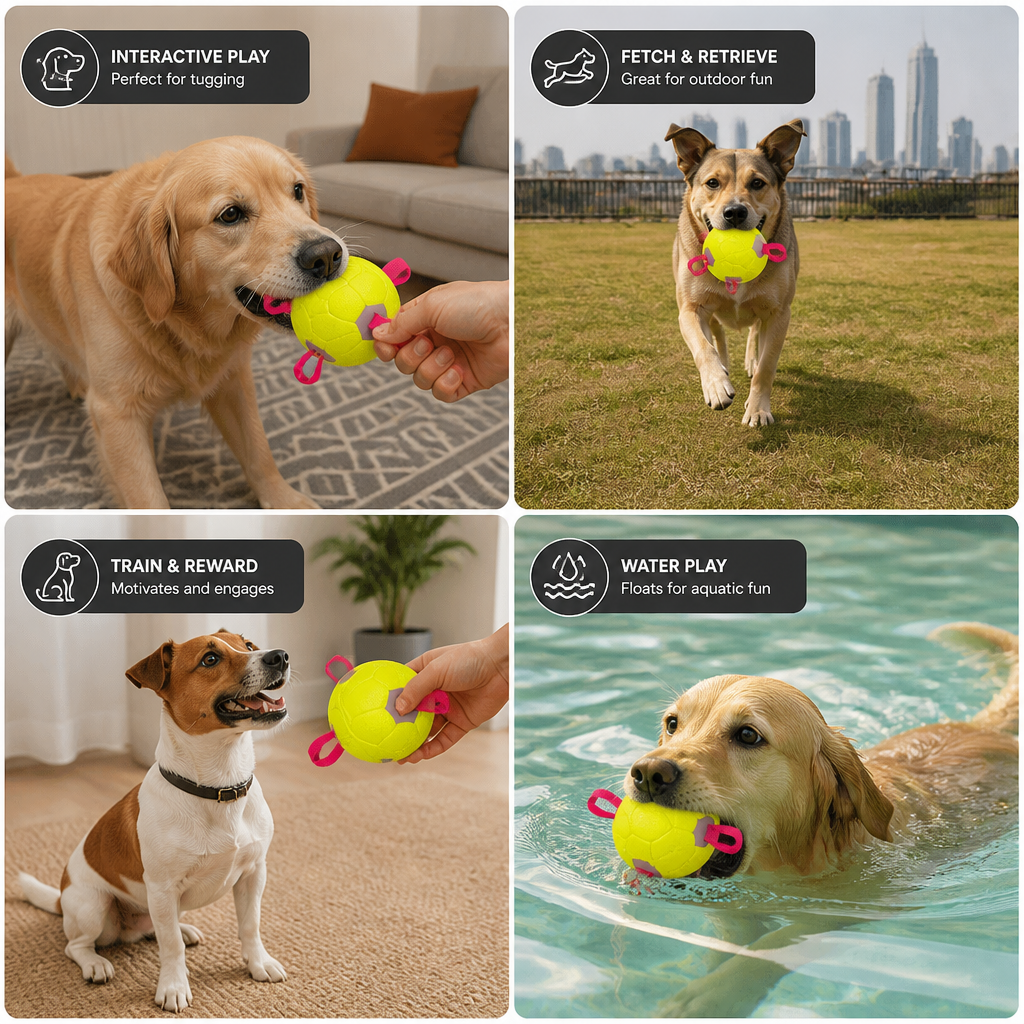 Eco-Friendly Indestructible Dog Ball – Bite Resistant Interactive Tug & Fetch Toy
