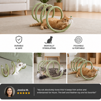 Foldable Spiral Cat Play Tunnel with Hanging Bell