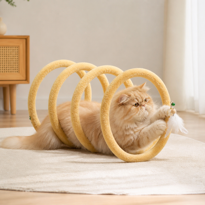 Foldable Spiral Cat Play Tunnel with Hanging Bell