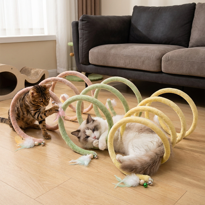 Foldable Spiral Cat Play Tunnel with Hanging Bell