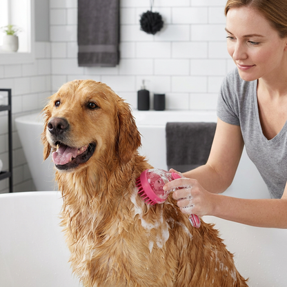 2-in-1 Silicone Pet Bath & Massage Brush with Shampoo Dispenser