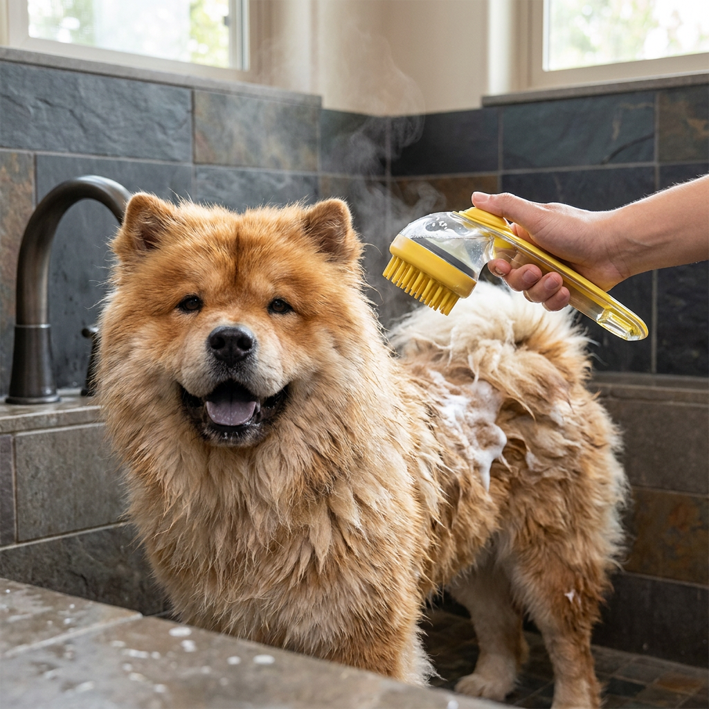 2-in-1 Silicone Pet Bath & Massage Brush with Shampoo Dispenser