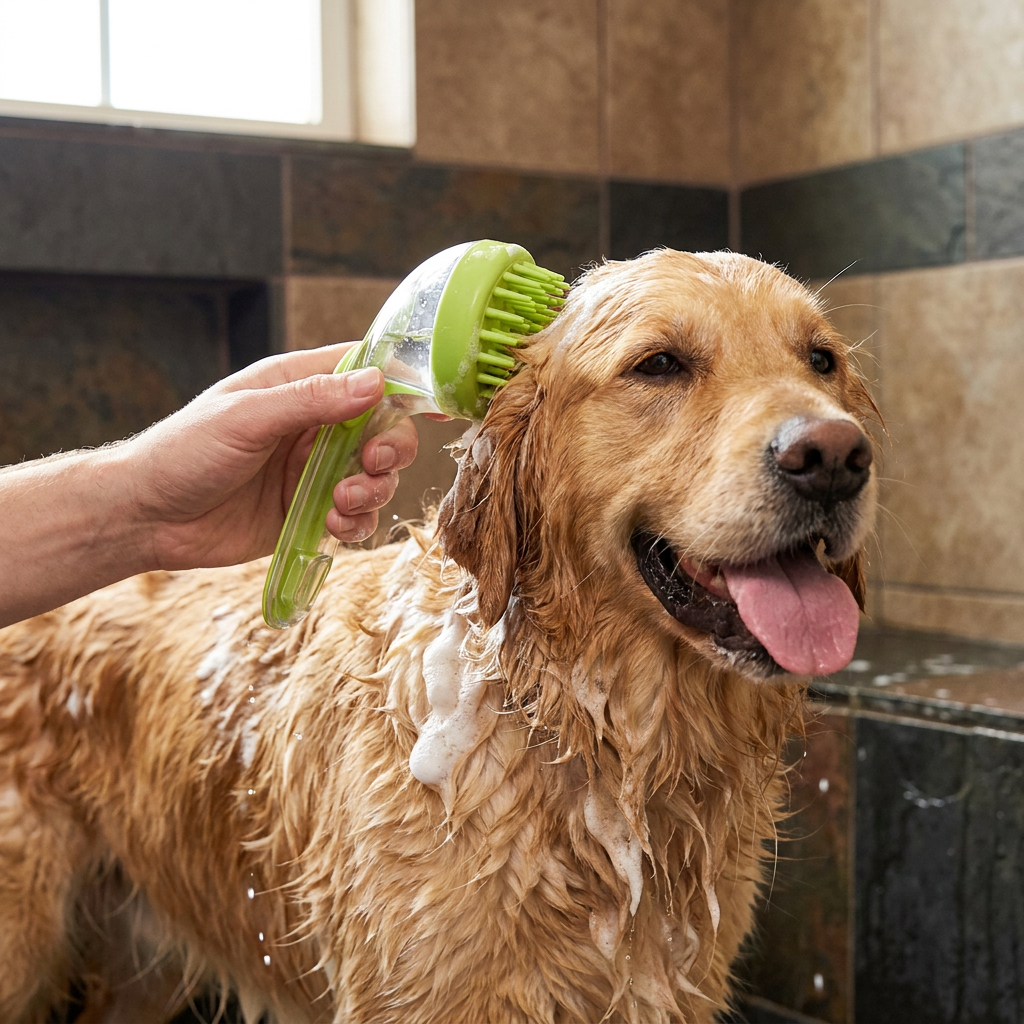 2-in-1 Silicone Pet Bath & Massage Brush with Shampoo Dispenser