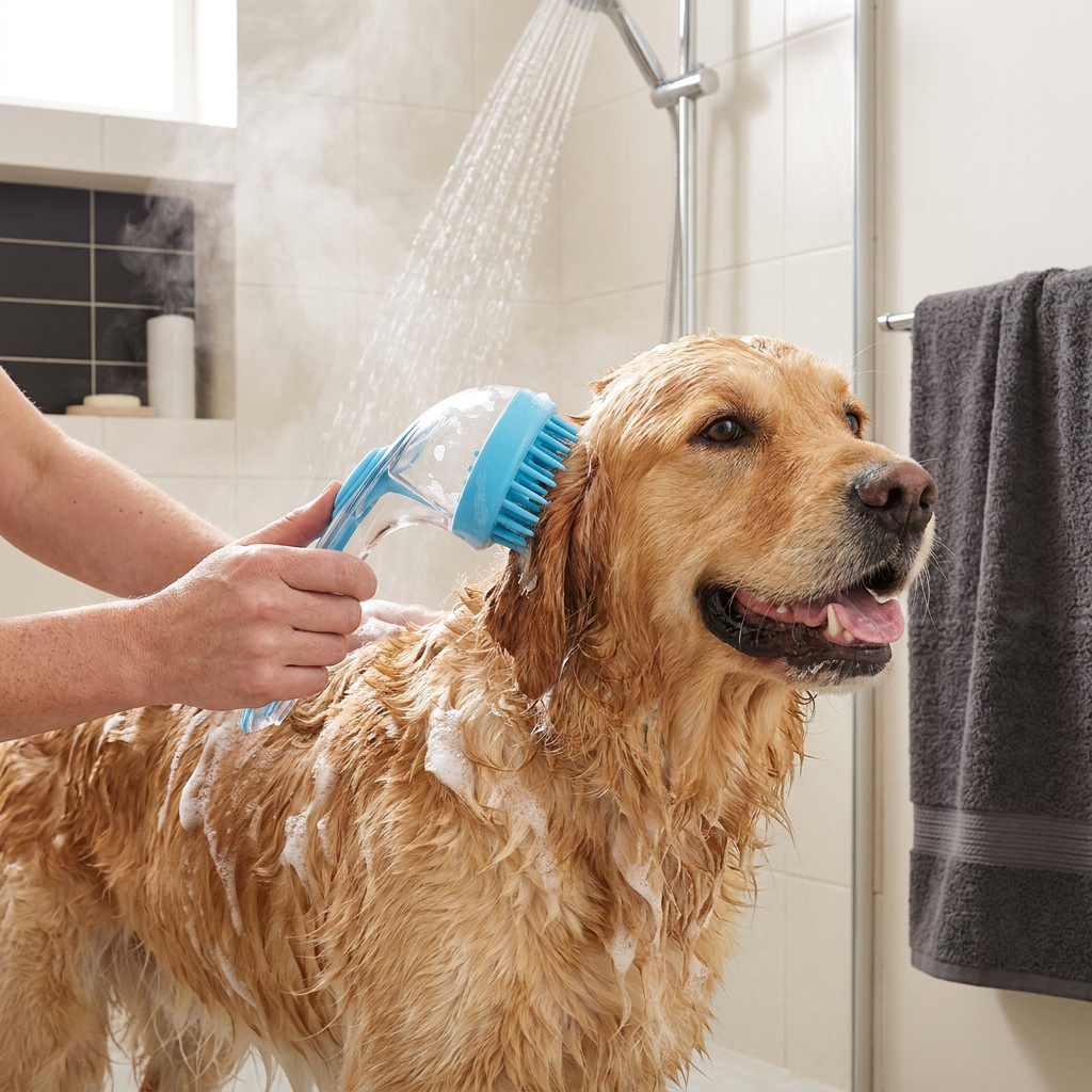 2-in-1 Silicone Pet Bath & Massage Brush with Shampoo Dispenser