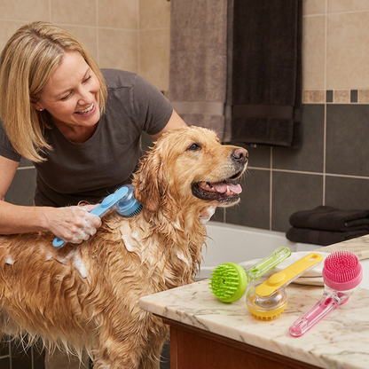 2-in-1 Silicone Pet Bath & Massage Brush with Shampoo Dispenser