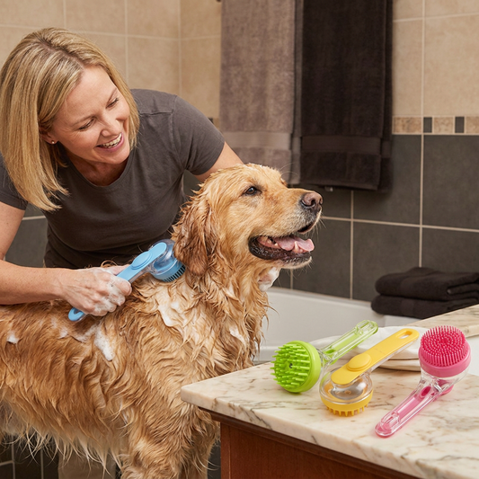 2-in-1 Silicone Pet Bath & Massage Brush with Shampoo Dispenser