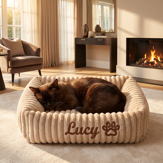 Personalized Fluffy Cloud Cat Bed with Soft Bolsters