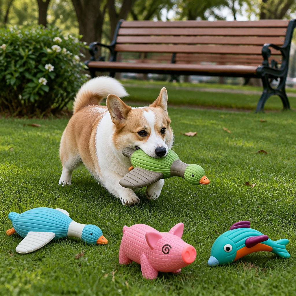 Interactive Chew & Squeak Animal Dog Toy