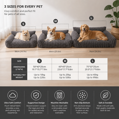 Fluffy Cloud Pet Sofa Bed with Soft Bolsters & Washable Cover