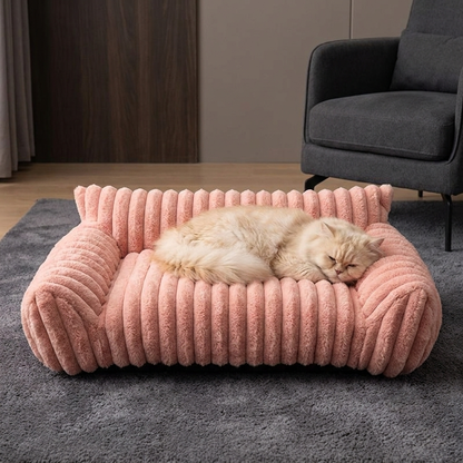 Fluffy Cloud Pet Sofa Bed with Soft Bolsters & Washable Cover