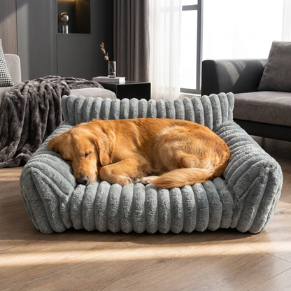 Fluffy Cloud Pet Sofa Bed with Soft Bolsters & Washable Cover
