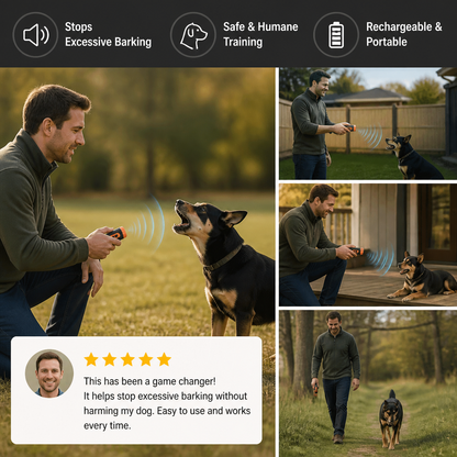 Ultrasonic Dog Bark Control Device – Portable & Rechargeable