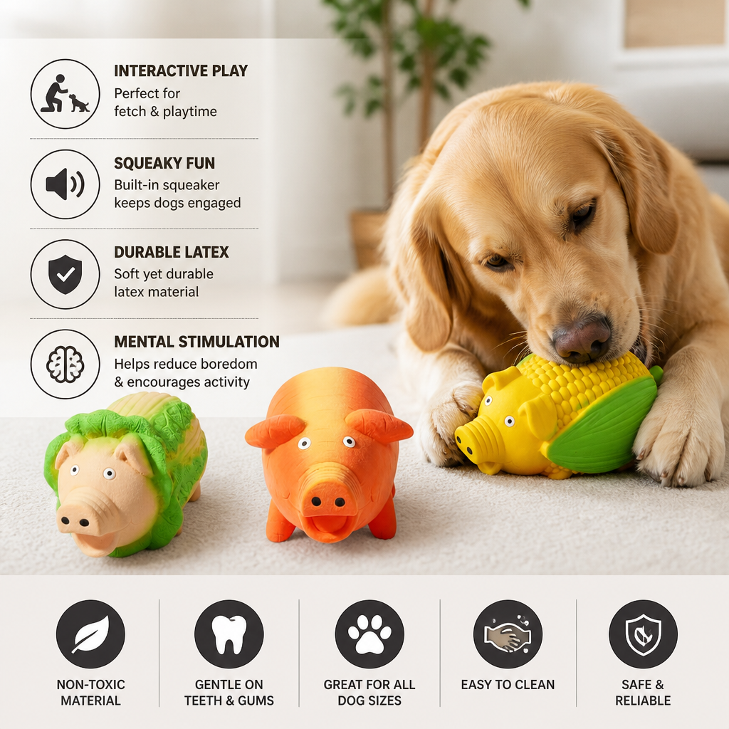 Durable Squeaky Latex Farm Animal Dog Toy