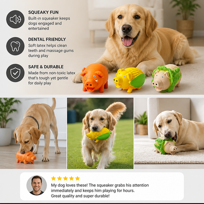 Durable Squeaky Latex Farm Animal Dog Toy