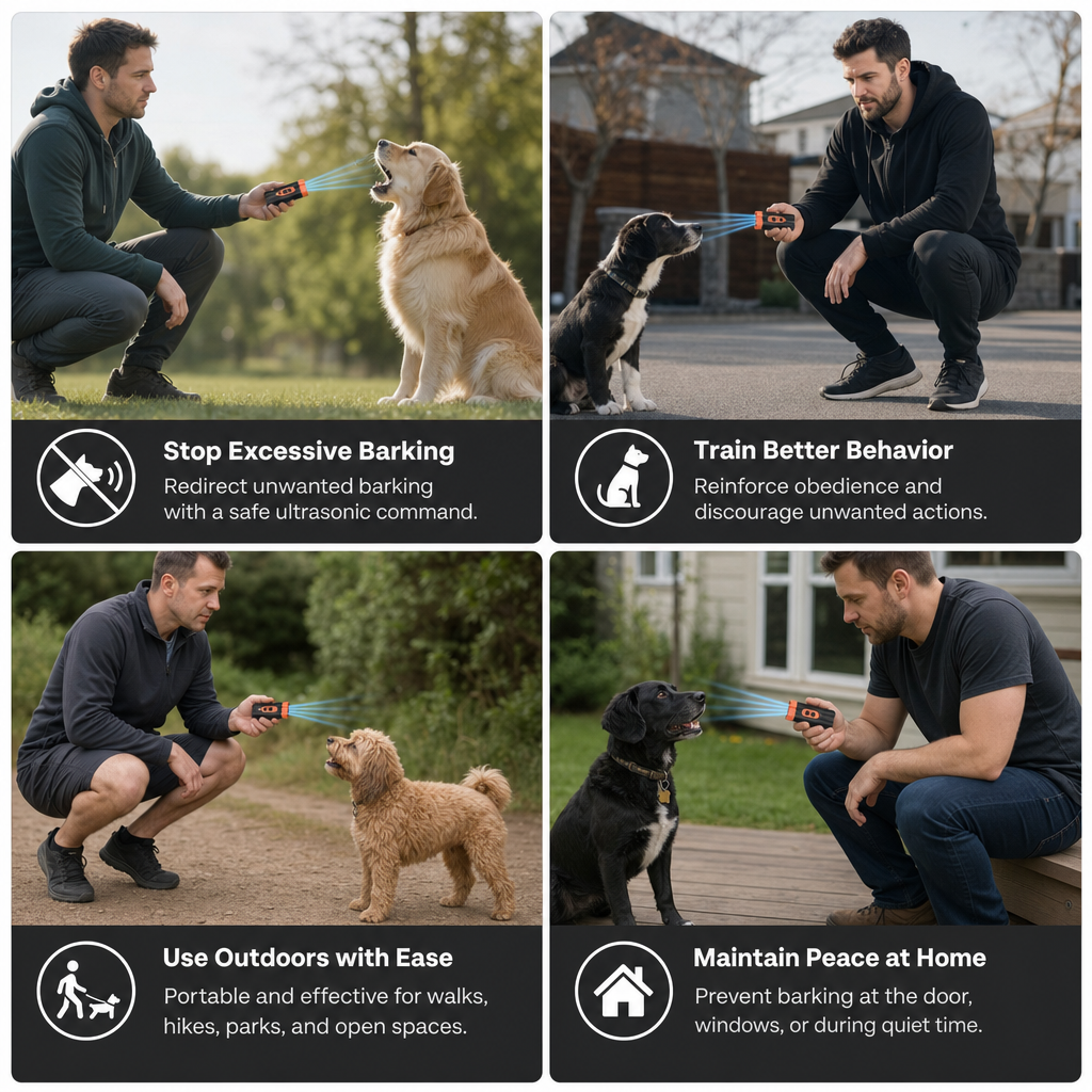 Ultrasonic Dog Bark Control Device – Portable & Rechargeable