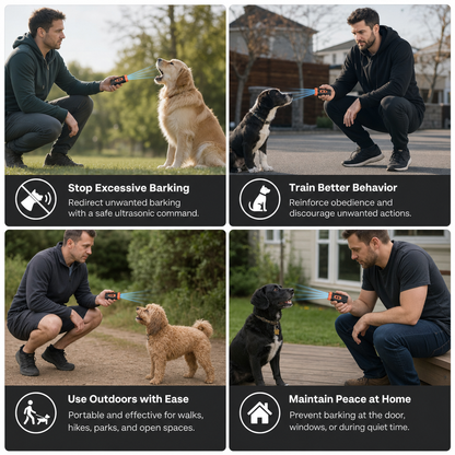Ultrasonic Dog Bark Control Device – Portable & Rechargeable