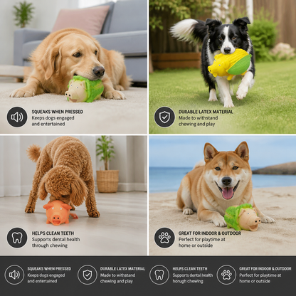 Durable Squeaky Latex Farm Animal Dog Toy