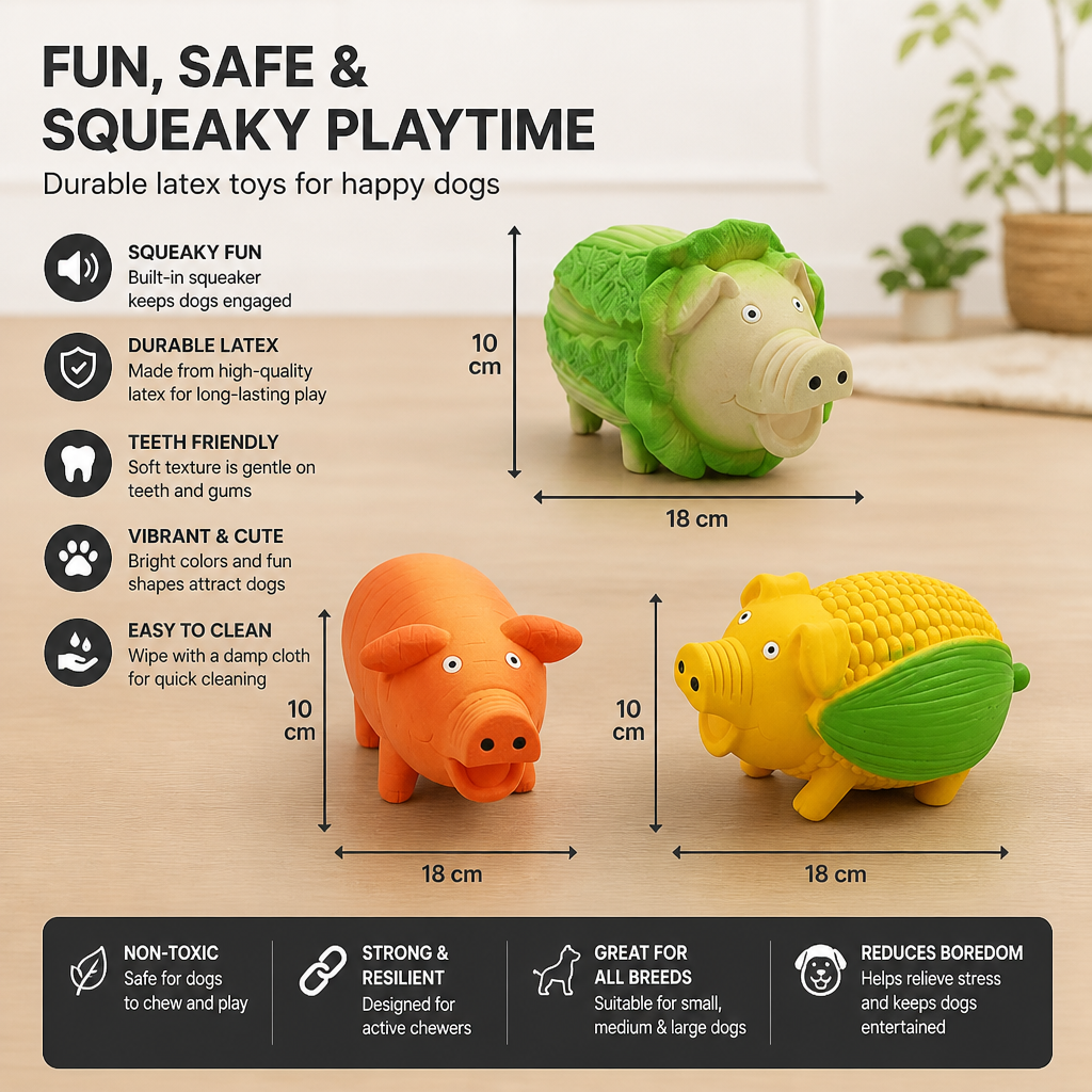 Durable Squeaky Latex Farm Animal Dog Toy