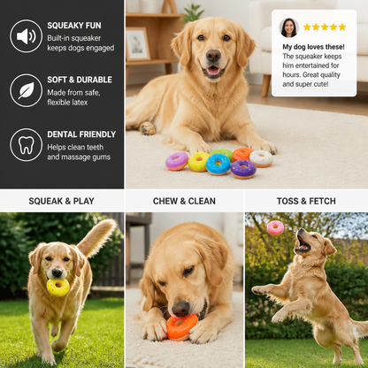 Colorful Squeaky Donut Dog Toy