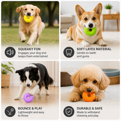Colorful Squeaky Donut Dog Toy