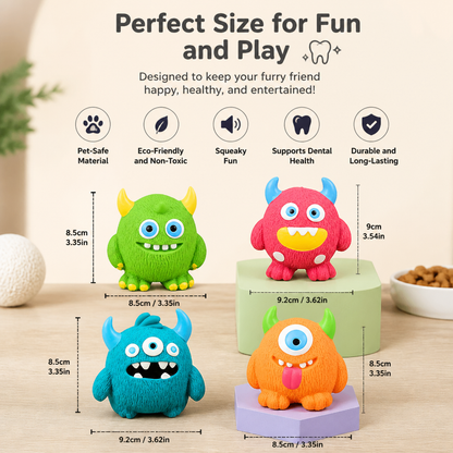 Durable Eco-Friendly Monster Teeth Cleaning Latex Squeaky Dog Toy