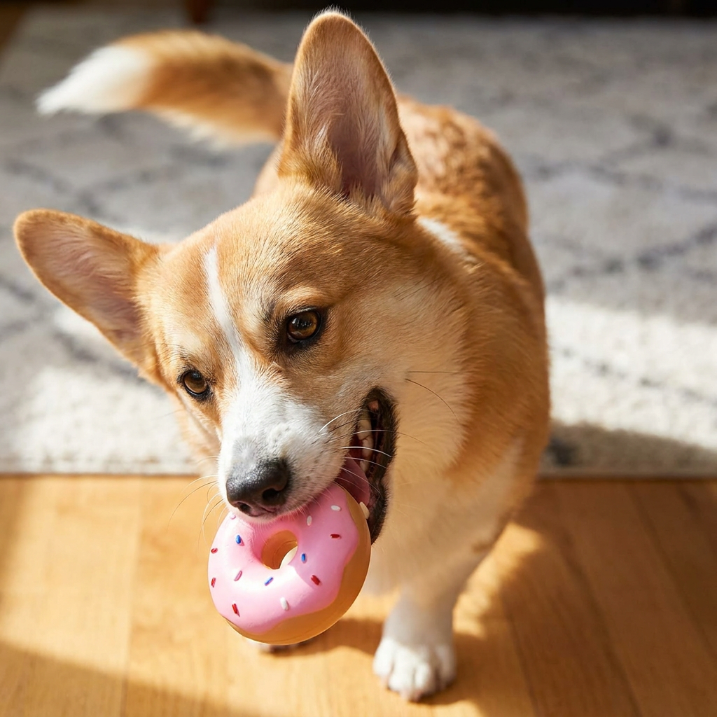 Colorful Squeaky Donut Dog Toy