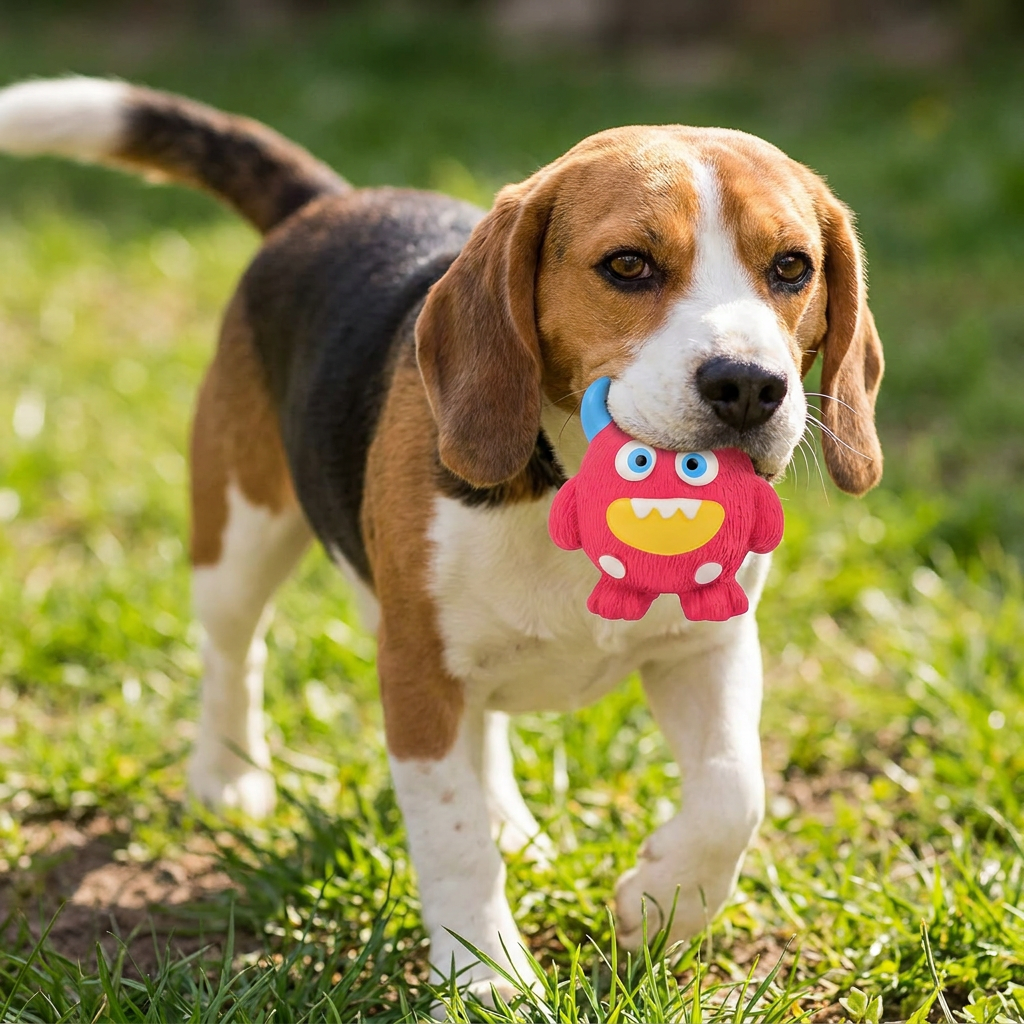 Durable Eco-Friendly Monster Teeth Cleaning Latex Squeaky Dog Toy