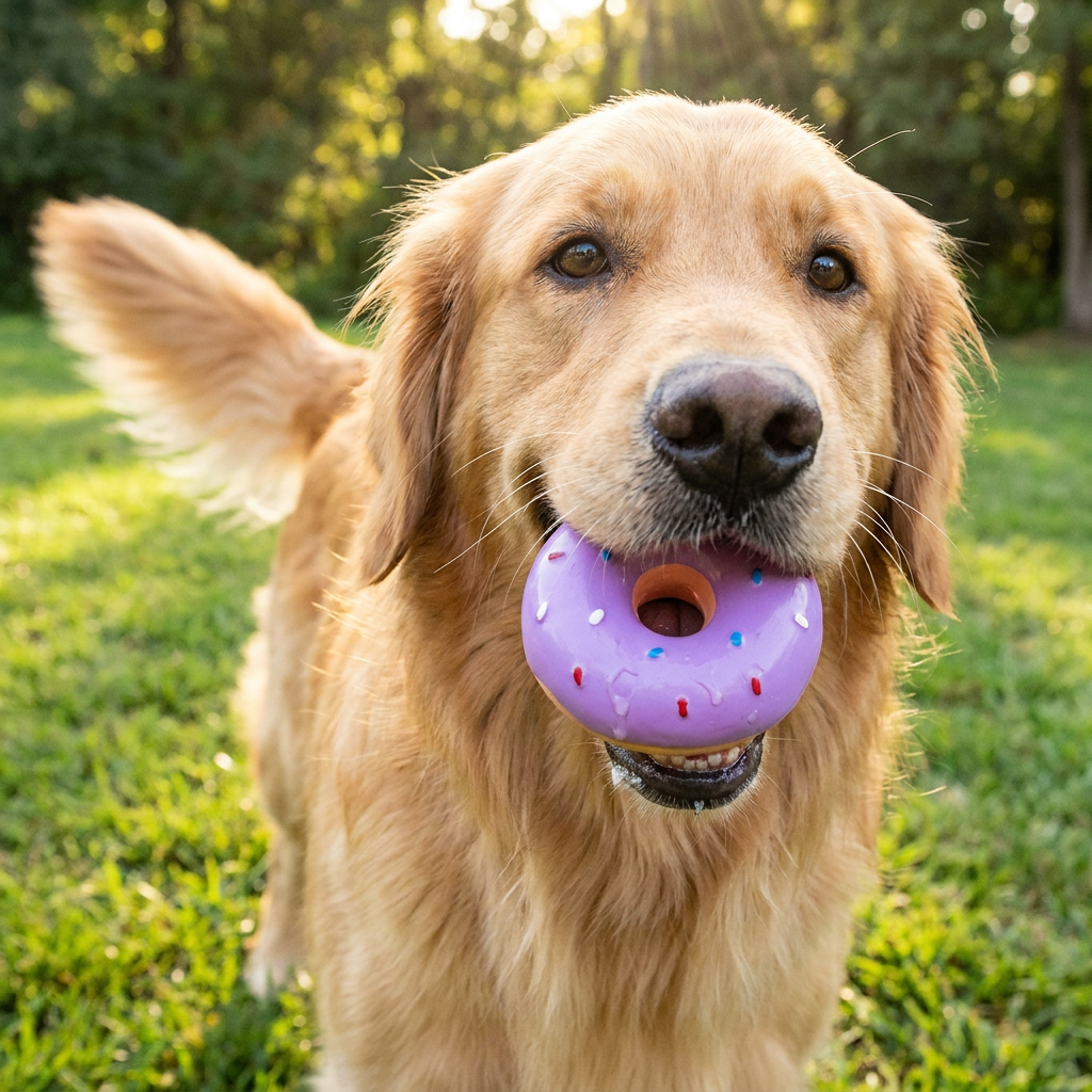 Colorful Squeaky Donut Dog Toy