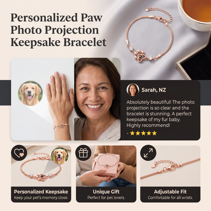 Personalized Paw Photo Projection Keepsake Bracelet