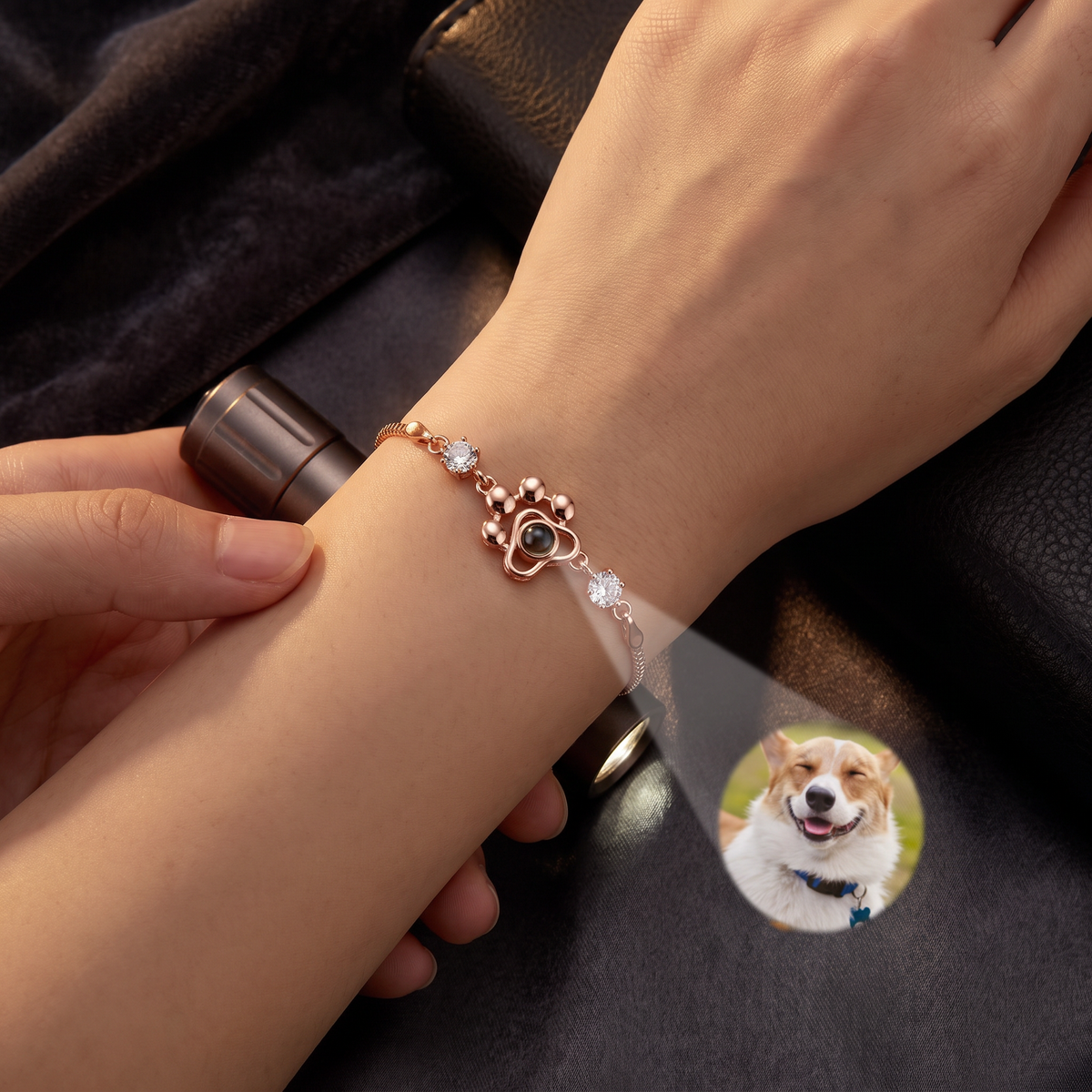 Personalized Paw Photo Projection Keepsake Bracelet